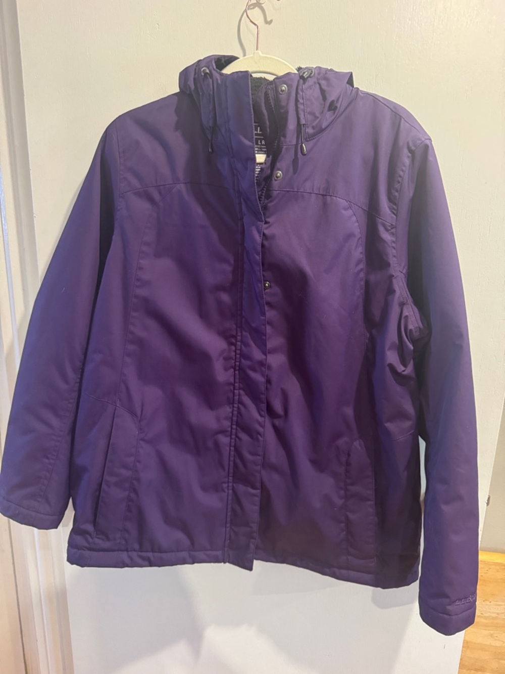 L.L. Bean Purple Winter Coat Large Warm Insulated Hooded Jacket